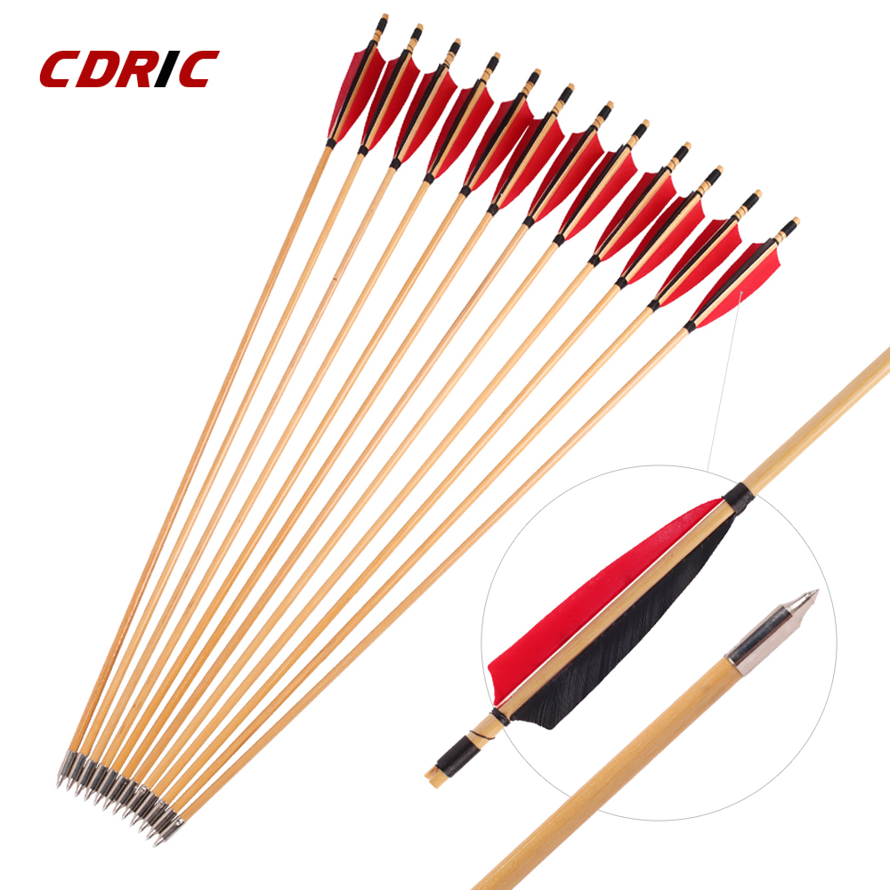 Archery Target Face - 6/12/24개입 전통 목재 화살, 빨간색 5인치