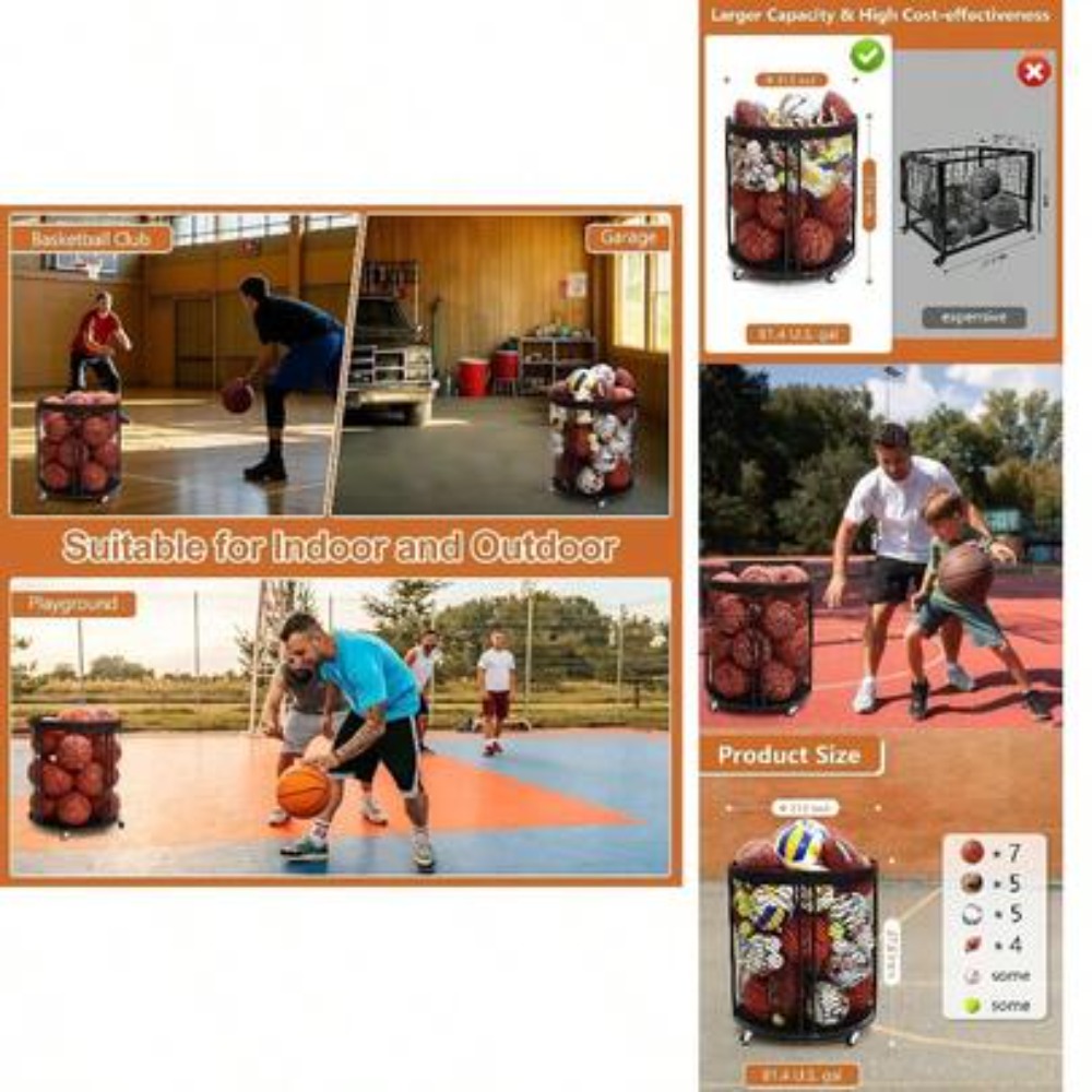 Sports Equipment Storage Rack - 헤비 듀티 볼 보관함 카트 (축구,